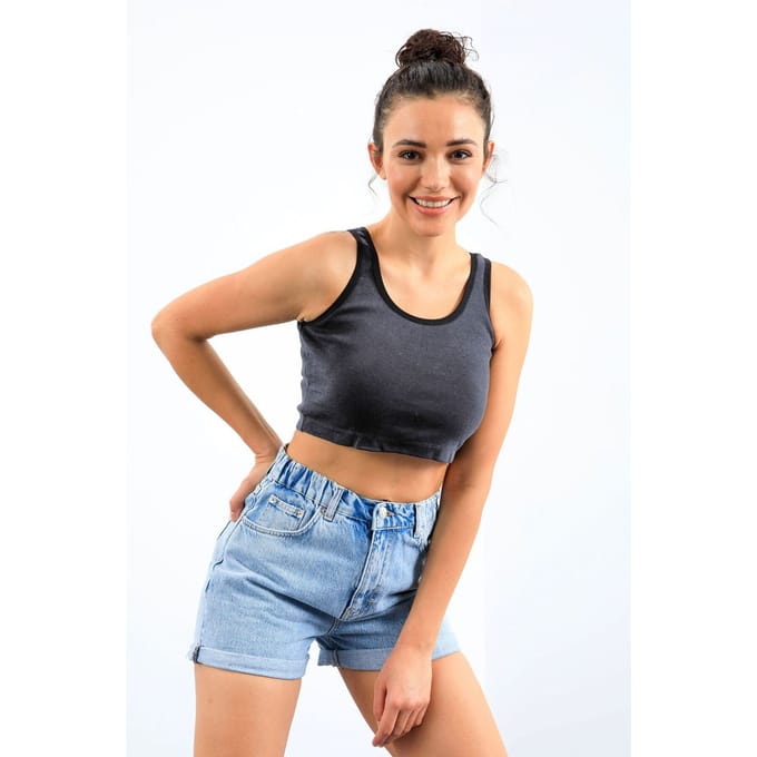 Geribbelde Mouwloze Crop Top
