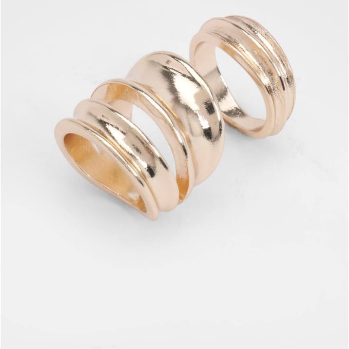 boohoo Dames Gehamerde Chunky Ringen 2-pack | Goud | Maat: Small/Medium