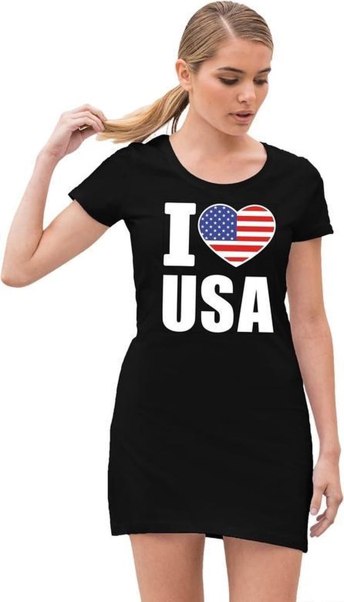 I love USA / Amerika jurkje zwart - dames 44