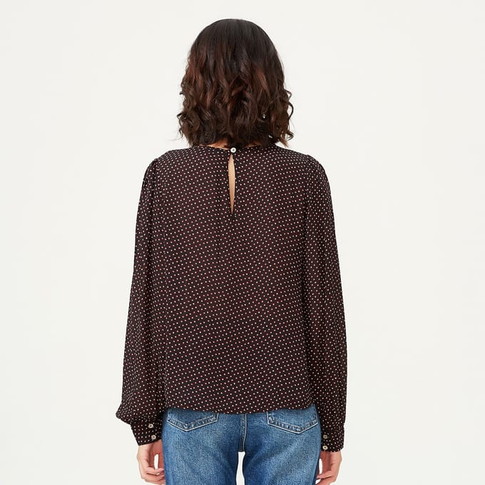Ronde nek blouse en mini vierkante prints