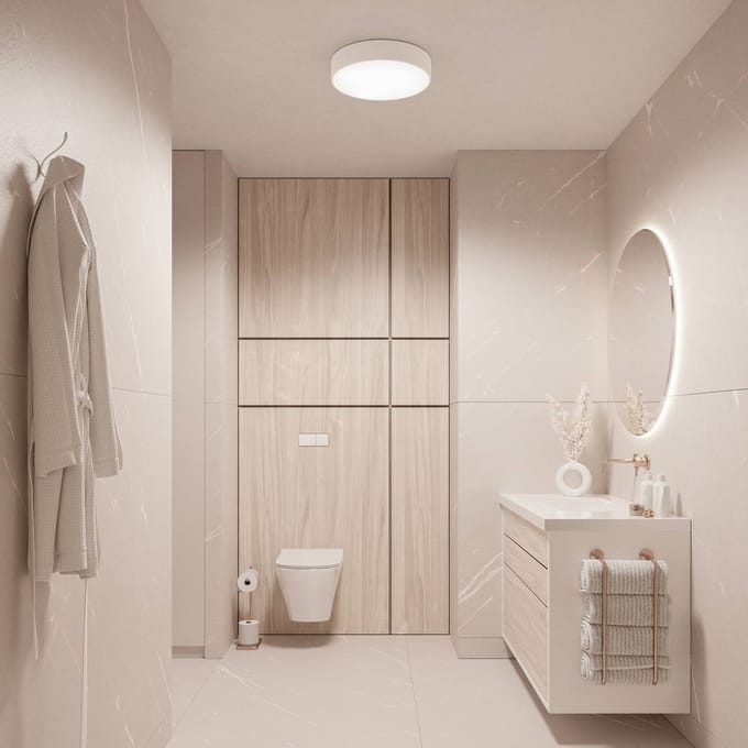 TEMAR LIGHTING Plafondlamp Cleo, Ø 50 cm, IP54, wit, metaal, E27
