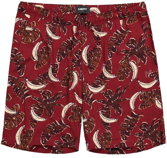 Men Plus - Heren - Viscose bermuda all-over print elastische tailleband - Bordeauxrood - Maat L