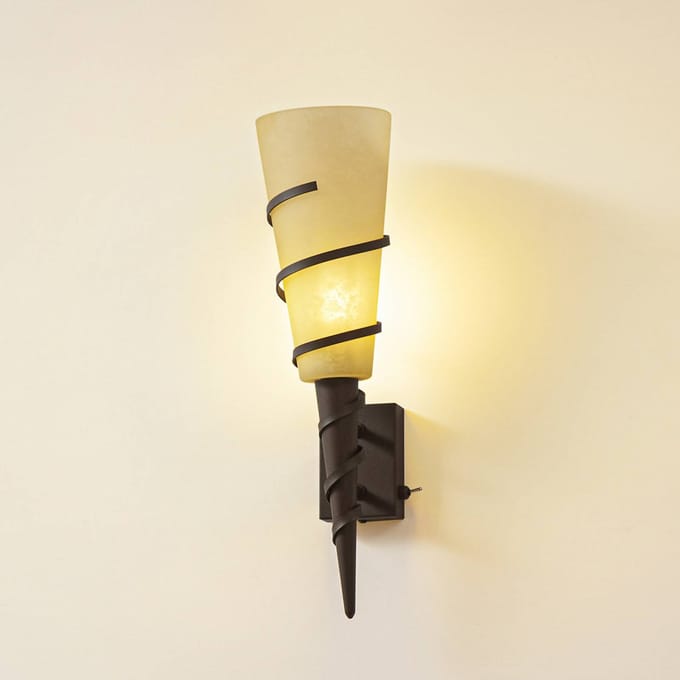 Lindby - Wandlamp - 1licht - Metaal, glas - H: 44 cm - E14 - roest, wit gesatineerd
