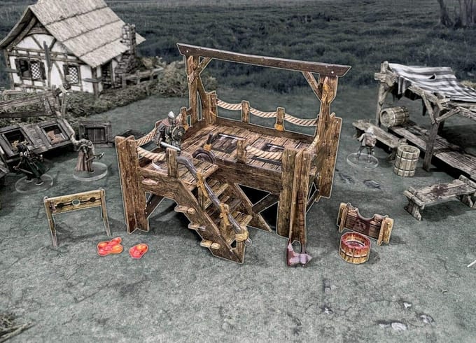 Tafelspel Toebehoren: Galg en Schandpaal Bouwpakket voor Miniaturenspel