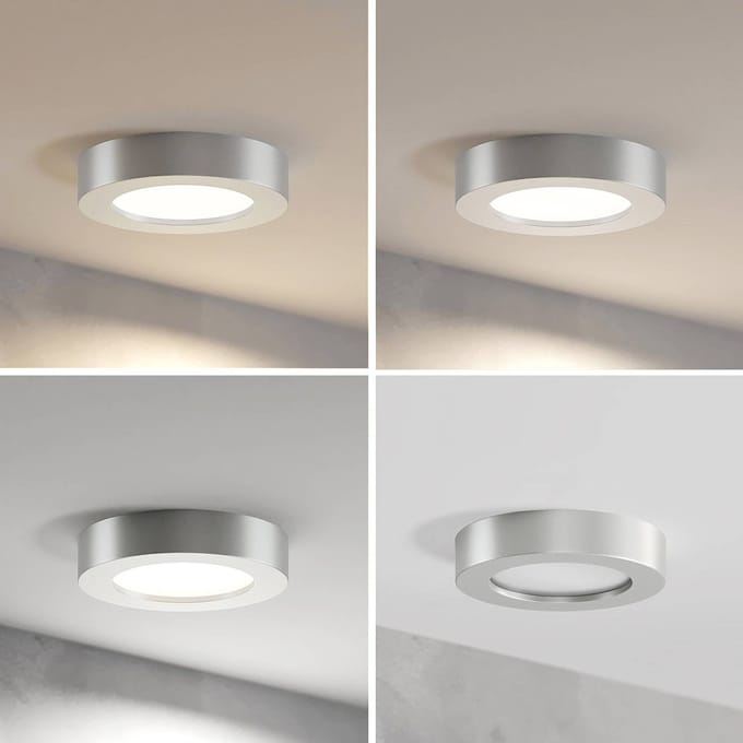 Prios LED plafondlamp Edwina, zilver, 18 cm, CCT, IP44
