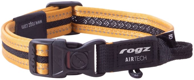 Rogz Air Tech Halsband Zwart&Oker - Hondenhalsband - M 26-40 Cm