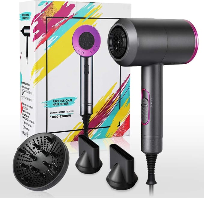 Professionele föhn met Diffuser - Föhn - Ionische Haardroger Elektrisch - Haarföhn - Haardroger - Krullen