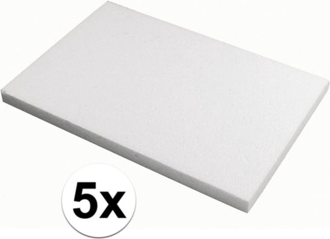 Rayher Piepschuim schijf/schijven - 5x - wit - 20 x 30 x 2 cm - hobby figuren artikelen - vormen