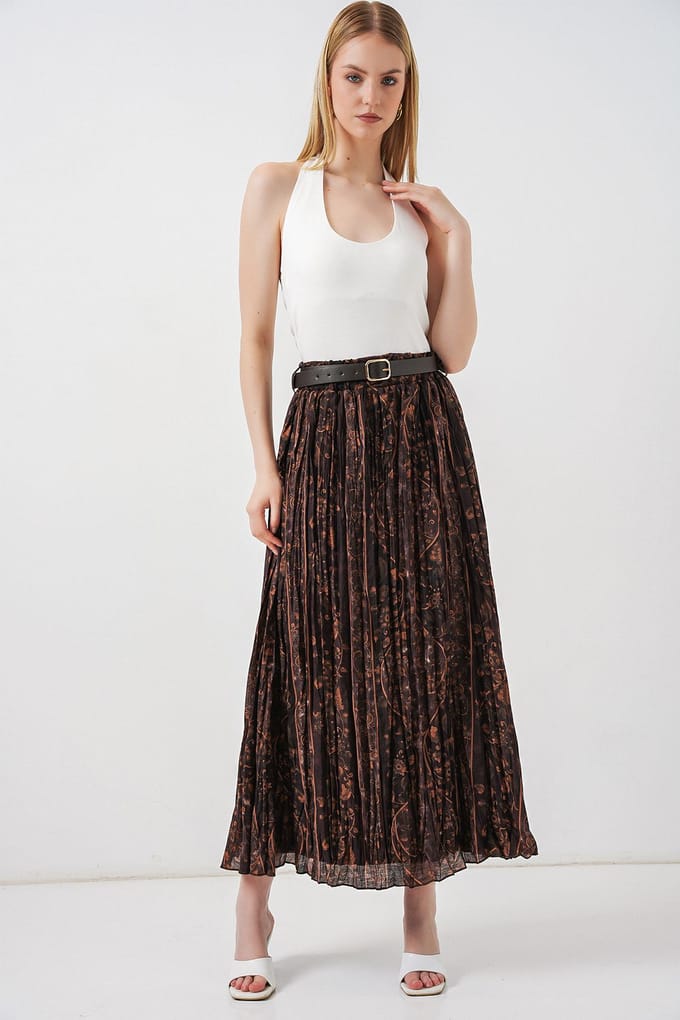 Hoge Taille Paisley Midi A-Lijn Rok