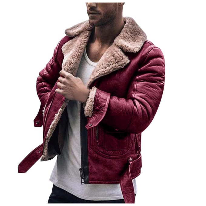 Heren Jas met Geïntegreerde Vacht Imitatieleer Jas 3XL gray