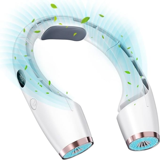 Draagbare Halsventilator, 720° Koeling, 6000mAh, 18U, LED Accuweergave 3 Snelheden, Ultra Stil, Oplaadbare Persoonlijke Ventilator
