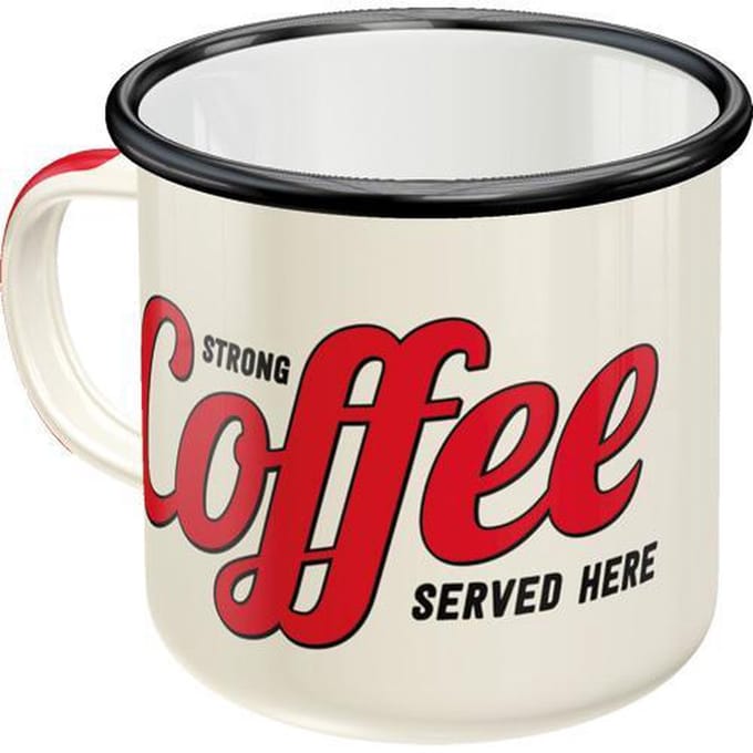 Emaille Mok Strong Coffee Served Here