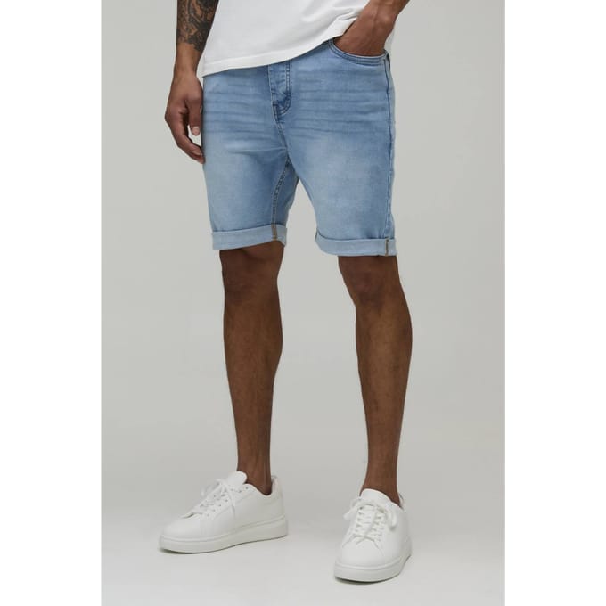 Essential Skinny Stretch Fit Denim Shorts | Light Blue | Size 60