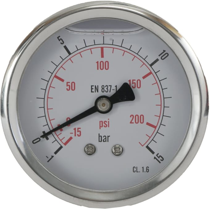 -1..15 Bar Glycerine Manometer Achteraansluiting RVS/Messing 63 mm Klasse 1.6 - ML-11563SHG