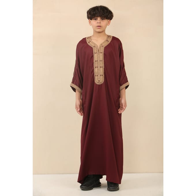 Kinderjongens Bourgondische Marokkaanse Thobe Jubba Robe Eid Djellaba Gandoura