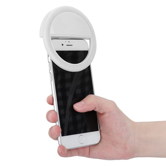 USB Opladen Selfie LED Licht Draagbare Telefoon Selfie Lamp Lichtgevende Klem Lamp voor iPhone(Wit)