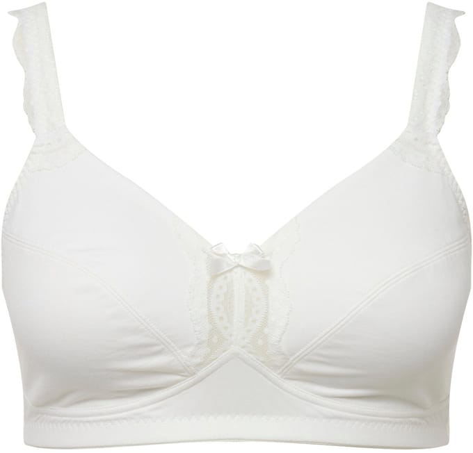 Ulla Popken - Dames - Softbeha kanten detail zonder beugels - Sneeuwwit - Maat 105E