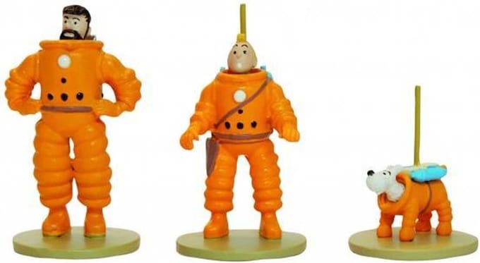 Kuifje - Mannen op de maan Trio - set van 3 metalen minifiguurtjes