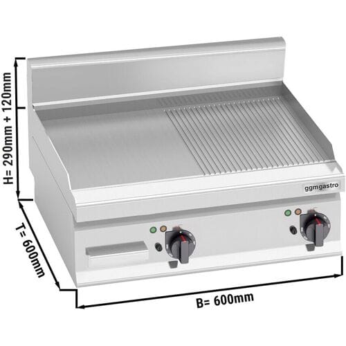 GGM Gastro Elektro Bratplatte - 8 kW - Glatt & Gerillt Zilver