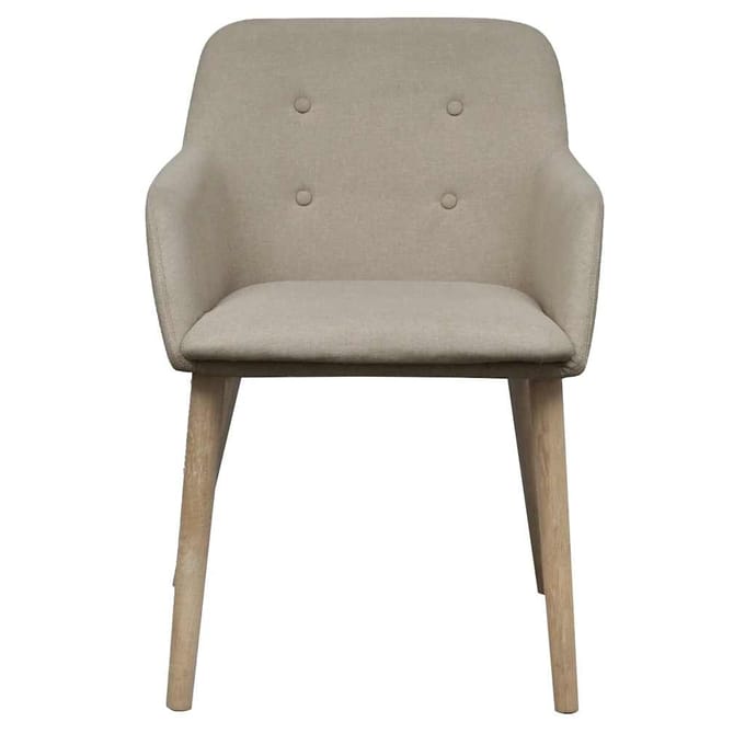 vidaXL - Eetkamerstoelen - 2 - st - stof - en - massief - eikenhout - beige