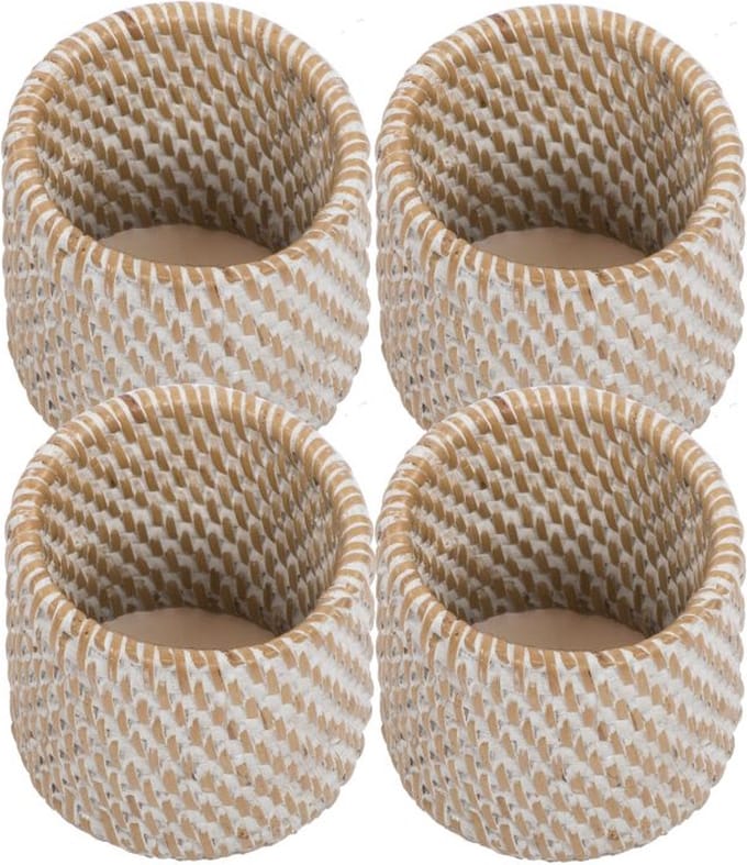 Servetringen Rotan - SET/8 - 4,5x5 cm, wit