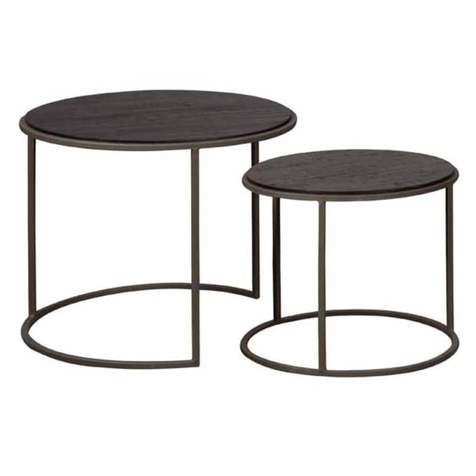 Tower Living Bijzettafel Spello - Rond Grijs Hout - Ø55x45cm