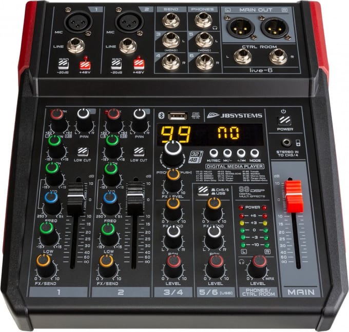 JB Systems Live-6 4-kanaals PA mixer