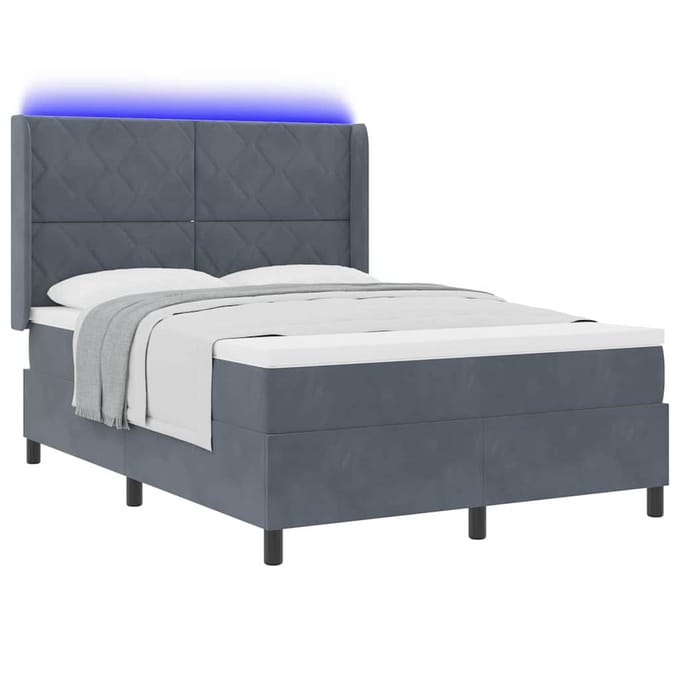 vidaXL - Boxspring - bed - met - hoofdeinde - Donkergrijs - 140 - x - 200 - cm - Fluweel