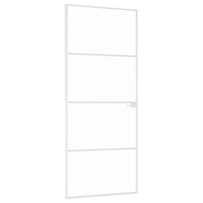 vidaXL - Binnendeur - 83x201,5 - cm - gehard - glas - en - aluminium - smal - wit