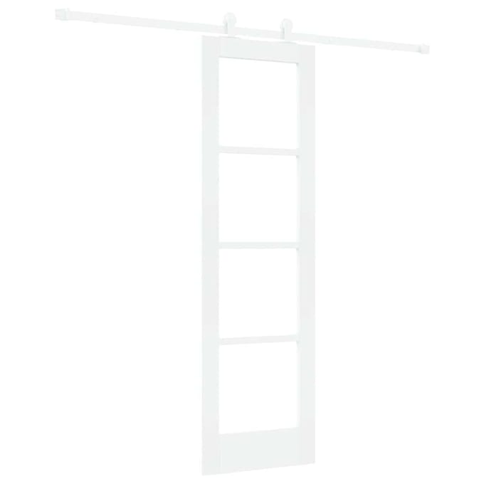 vidaXL - Schuifdeur - ORKDAL - 61 - x - 198,5 - cm - Massief - grenenhout - en - glas - Wit