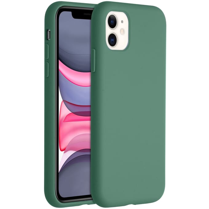 Accezz Hoesje - Geschikt voor Apple iPhone 11 - Liquid Silicone Backcover - Donkergroen