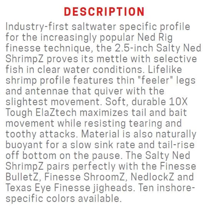 Zman Soft Lure Salty Ned ShrimpZ 2,5 Inch 6/Pack Rootbeer Goud (4403)