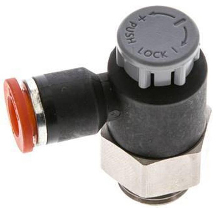 L-stuk Regelventiel 6 mm - G1/4'' Regeling-in Messing/Nylon Borgmoer