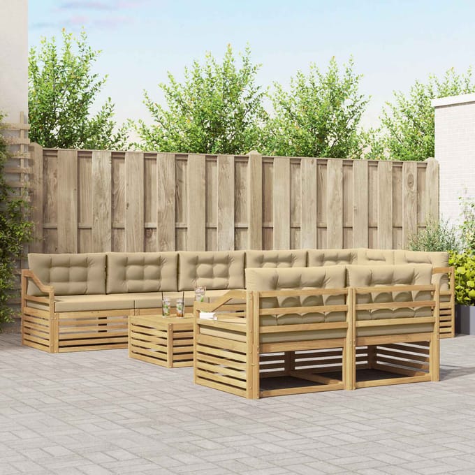 vidaXL - Buiten - bank - set - 9 - st - Wit - en - Beige