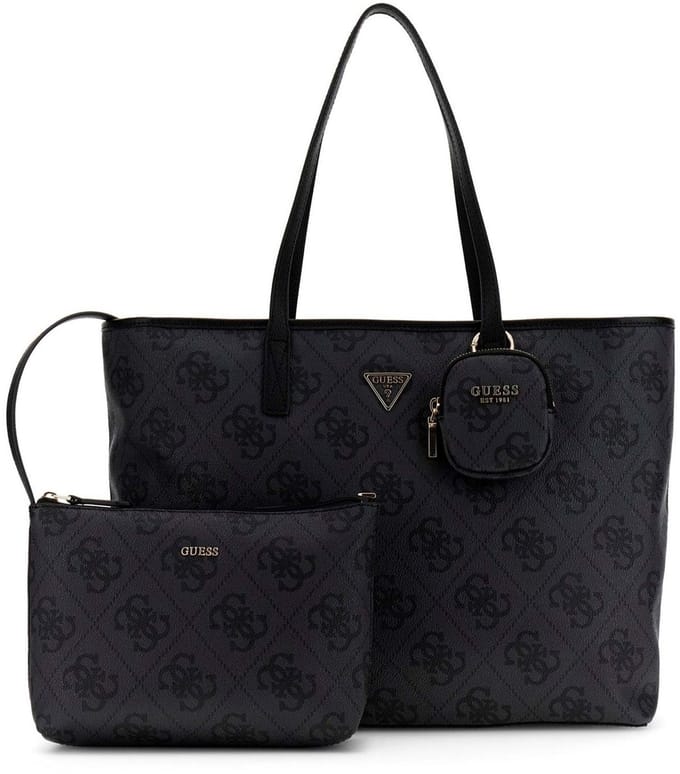 GUESS shopper schoudertas met laptopvak Power Play II Large Tech Tote Coal Logo donkergrijs