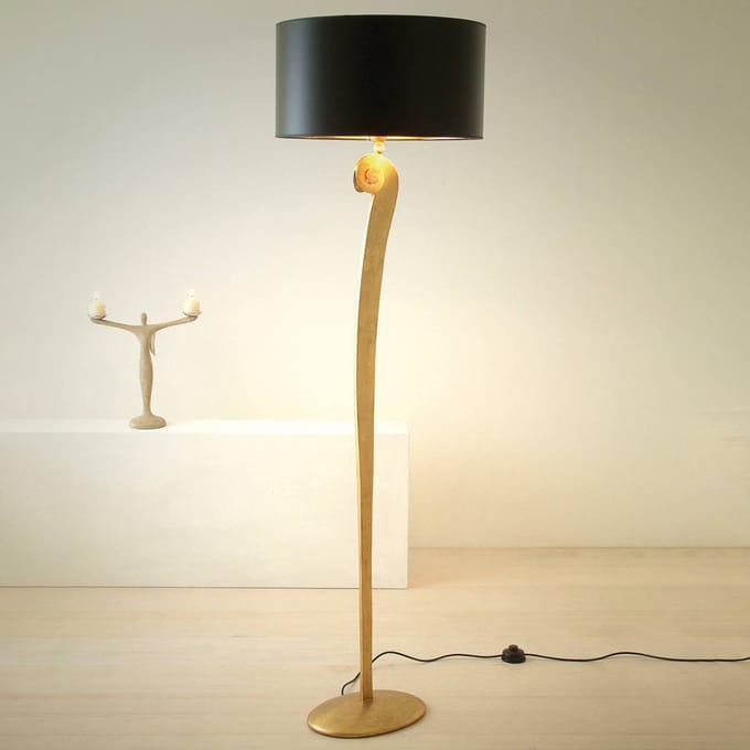 Holländer Elegante vloerlamp LORGOLIOSO in goud-zwart