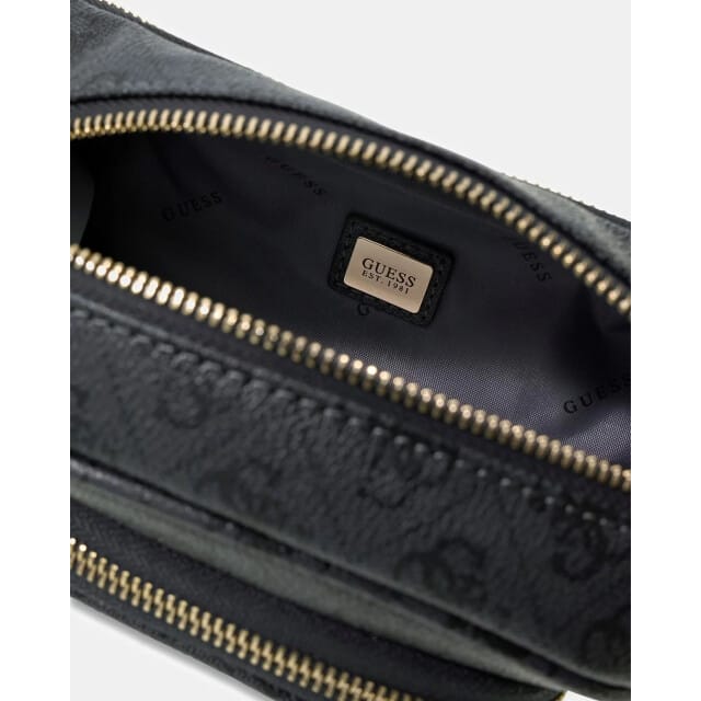 GUESS gordeltas schoudertas Latona Belt Bag Coal Logo donkergrijs