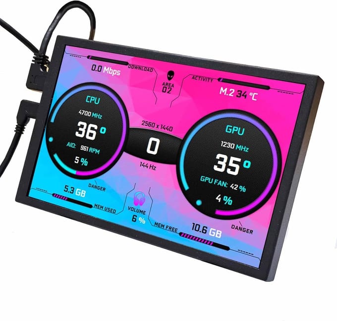 8 inch 1280x800 USB C IPS LCD Monitor voor PC Case
