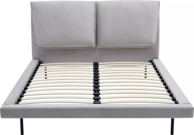 Vente-unique Bedframe fluweel grijs 160 x 200 cm