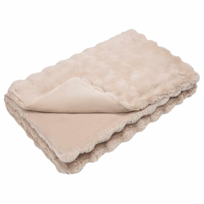 vidaXL - Antislip - deken - van - imitatie - konijnenbont - Olite - Beige - Polyester