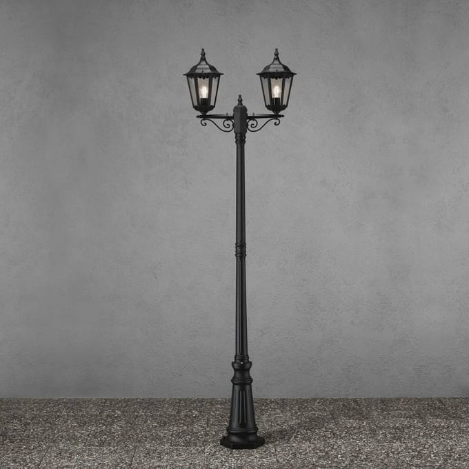 Konstsmide Mastlamp Firenze, 2-lamps, zwart
