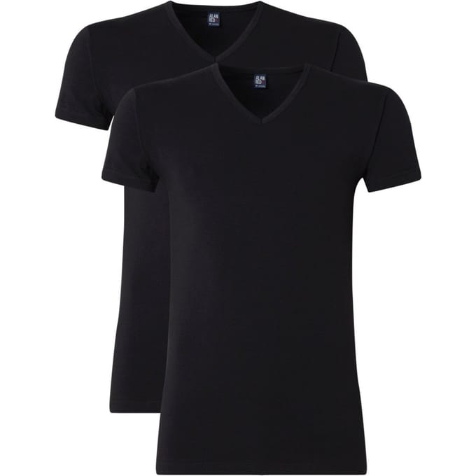 Alan Red Oklahoma Zwart V-Hals Heren T-shirt Body Fit-2-Pack - S