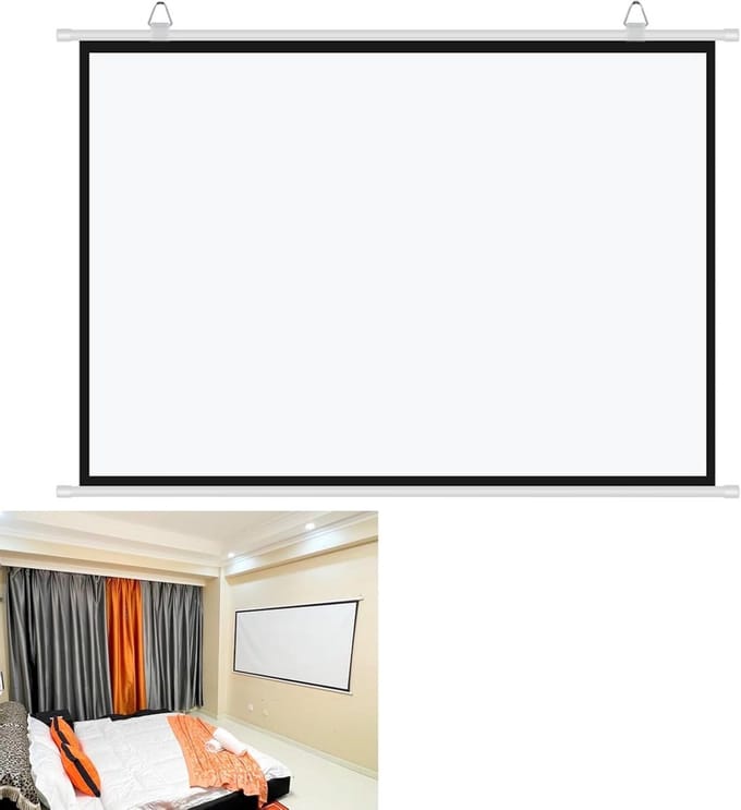 Projectiescherm - Filmscherm Rolbaar - Thuisbioscoop - Kreukvrij Glasvezel - 30-72 inch - Wit
