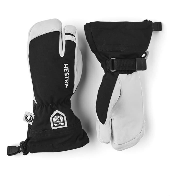 Hestra Army Leather Heli 3-vinger skihandschoenen junior, zwart