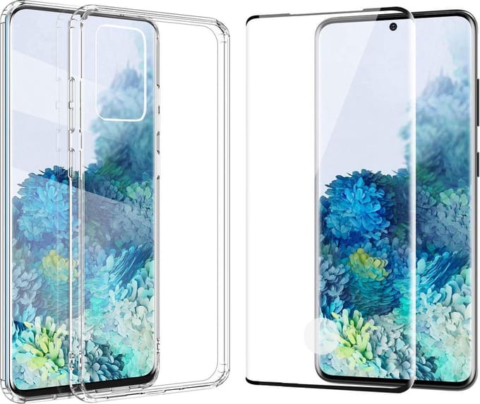 Hoesje geschikt voor Samsung Galaxy S20 Plus - Screen Protector FullGuard - Back Cover Case ShockGuard Transparant & Screenprotector
