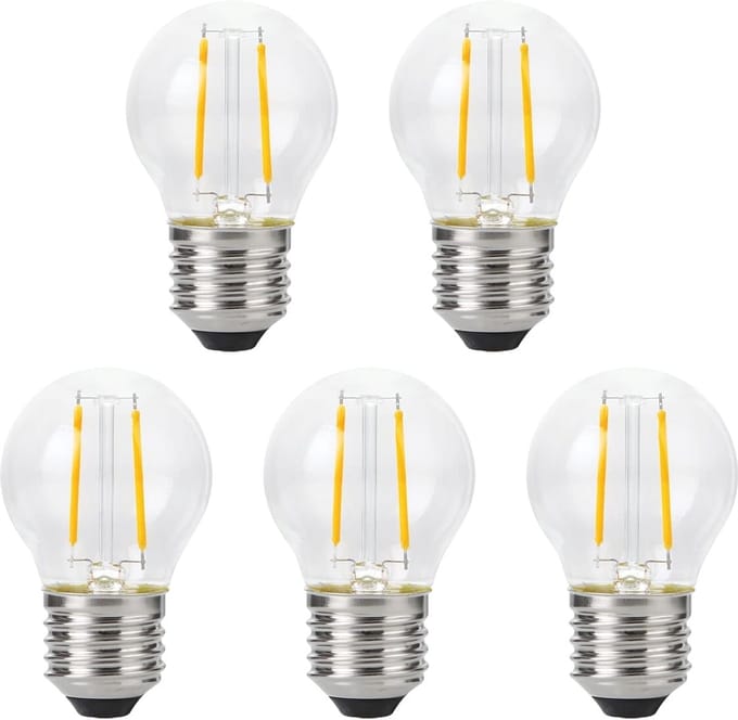 SPL E27 LED Lamp 2W Dimbaar - CRI 93 - Extra Warm Wit - LED Filament G45 - Vervangt 15W - 5 Stuks