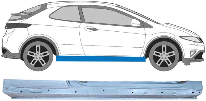 Volledige dorpel voor Honda Civic 2005-2011 / Rechts