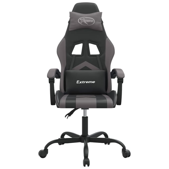 vidaXL - Gamestoel - draaibaar - kunstleer - zwart - en - grijs