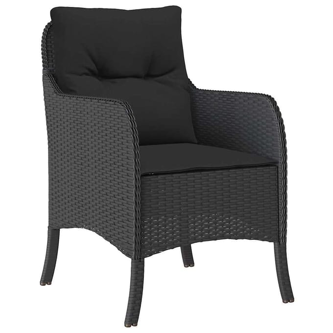 vidaXL - 5-delige - Tuinset - met - kussens - poly - rattan - zwart