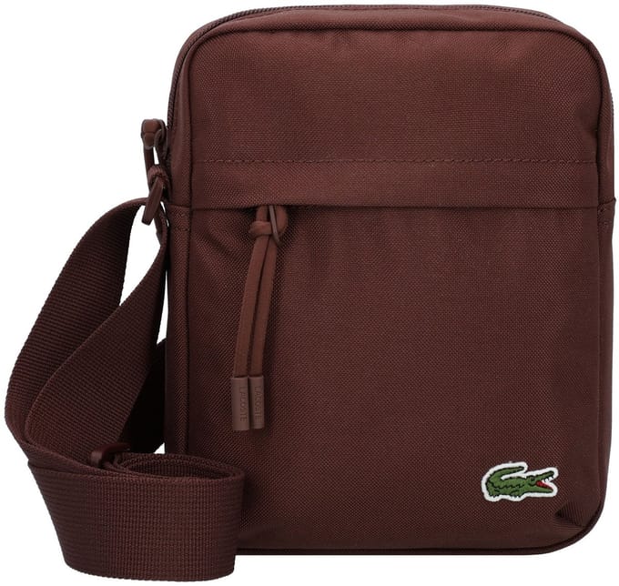 LACOSTE schoudertas Neocroc Vertical Camera Bag Puce donkerbruin